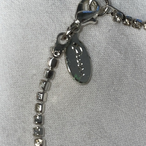 CLAIRES ANKLET Silver tone bright white tiny delicate rhinestone chain 8” - Picture 2 of 2